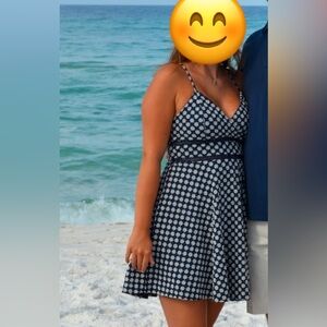 Francesca’s Trixxi Navy Dress with White Floral Accents